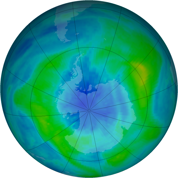 Antarctic ozone map for 24 March 2001
